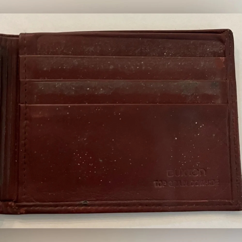 Vintage guess Mens passcase wallet buxton top grain cowhide brown